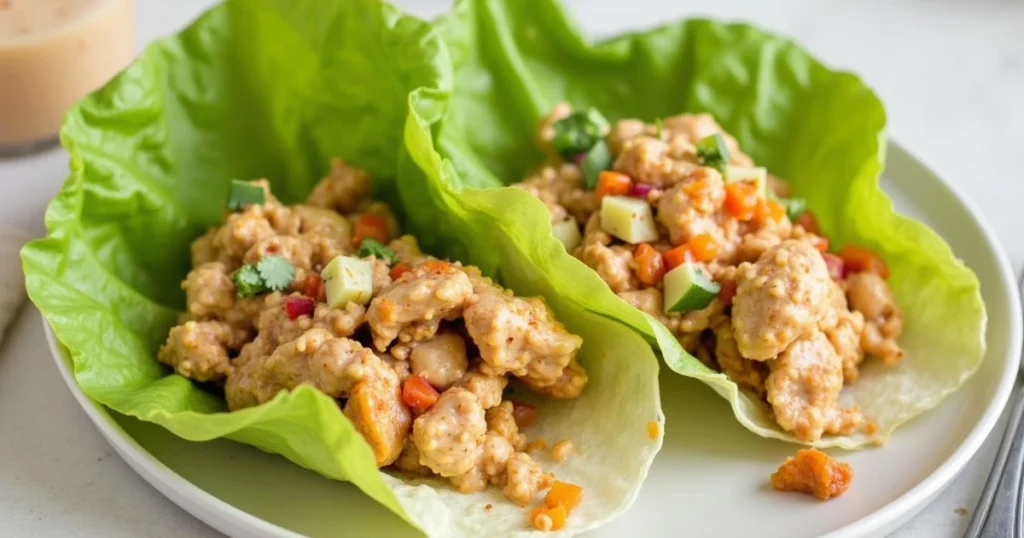 Chicken Lettuce Wraps with Peanut Sauce